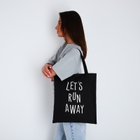 Сумка-шопер &laquo;Давай убежим далеко&raquo;, 40х35х0.5 см, без молнии, без подкладки, цвет чёрный