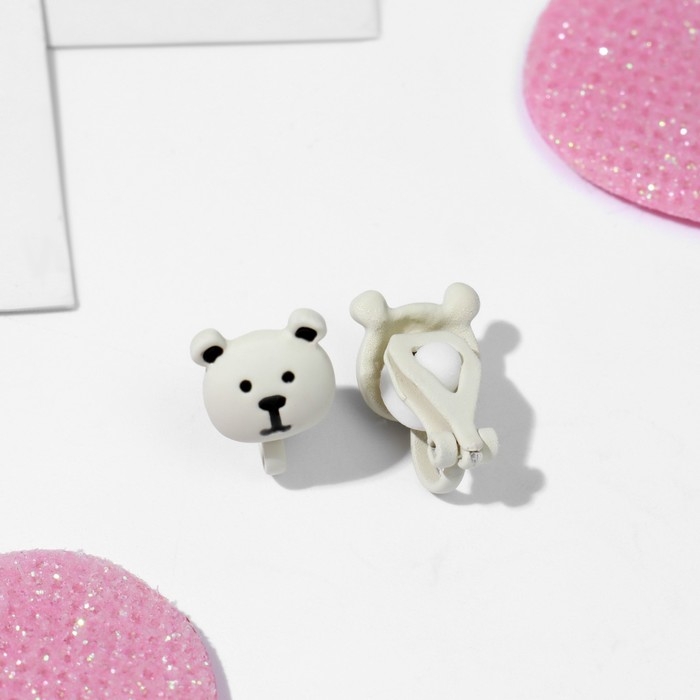 Клипсы детские &laquo;Выбражулька&raquo; мишки, цвет чёрно-белый