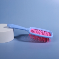 Расчёска массажная, широкая, вентилируемая, 8,5 &times; 20,5 см, PVC коробка, цвет голубой/розовый