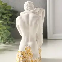 Статуэтка "Влюбленные" 14х6 см, гипс, белый с позолотой