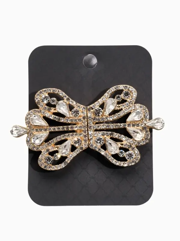 Зажим для кардигана "Ажур", корона империи, цвет белый в золоте