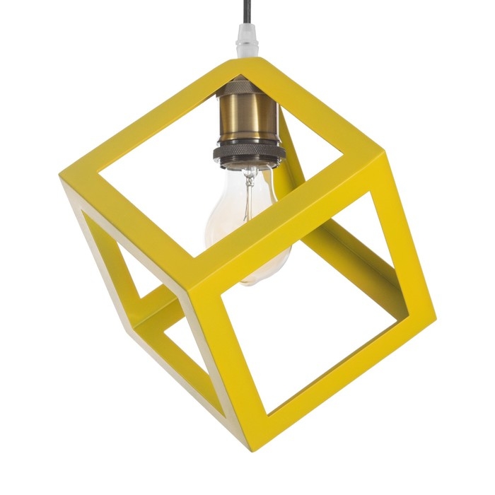 Светильник BayerLux Подвес "Квадрат" 1x40Вт E27 желтый 16х16х18-116 см