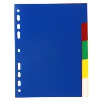 Набор разделителей листов А5 Office-2000, 5 листов без индексации, цветные, пластик 120 мкм