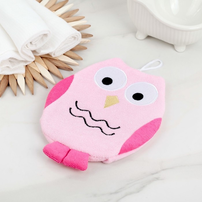 Мочалка - варежка детская для купания Доляна «Совушка», 20 см, цвет МИКС Мочалка - варежка детская для купания Доляна «Совушка», 20 см, цвет МИКС