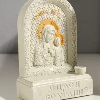Икона с подставкой под свечу "Божья Матерь" гипс , роспись, 18х13х7 см