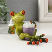 Сувенир полистоун лак "Лягушонок с попкорном и лимонадом" 8,5х11х8 см