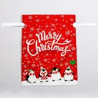 Пакет подарочный с завязками, &laquo;Пингвины&raquo;, 24&times;32 см
