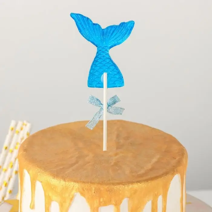 Топпер для торта &laquo;Хвост русалки&raquo;, 18,5&times;5 см, цвет голубой