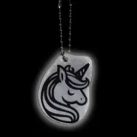 Светоотражающий элемент двусторон единорог 3,9*4,8см цепочка белый АУ