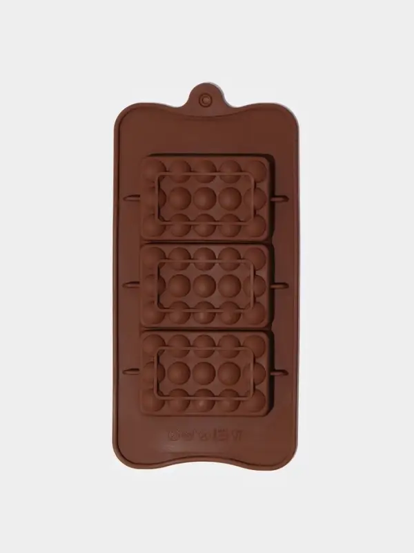 Форма для шоколада Доляна &laquo;Мини-шоколадки&raquo;, силикон, 22&times;11&times;1 см, 3 ячейки, коричневая