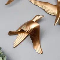 Сувенир полистоун настенный декор "Чайка" МИКС золото