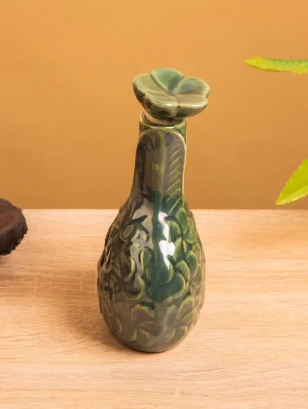 Сосуд для масла &laquo;Тропики&raquo;, 9&times;5.5&times;14 см, керамика, зелёный