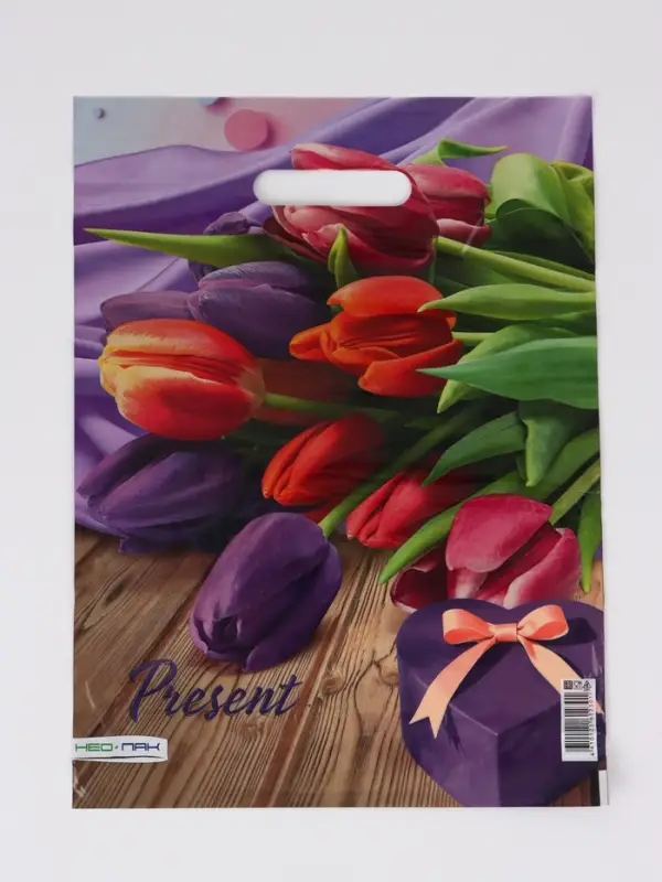 Пакет "Презент, полиэтиленовый с вырубной ручкой 30х40 см, 60 мкм