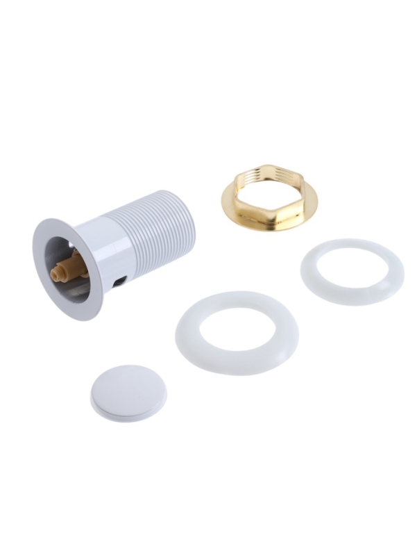 Донный клапан ZEIN engr, маленькая кнопка, с переливом, нержавеющая сталь, белый Донный клапан ZEIN engr, маленькая кнопка, с переливом, нержавеющая сталь, белый