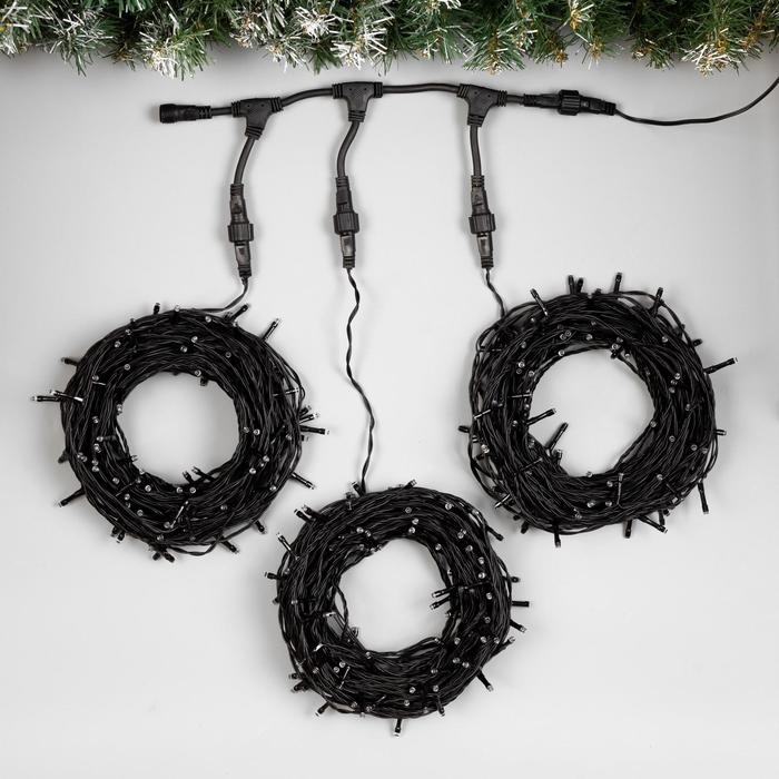 Гирлянда &laquo;Клип-лайт&raquo; 3 нити по 20 м, IP44, УМС, тёмная нить, 399 LED, свечение синее, 8 режимов, 24 В