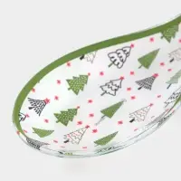 Подставка под ложку &laquo;Елочка&raquo; 26.5&times;9.5&times;2.5 см, стекло, белая, зелёная