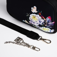 Сумка женская текстильная &laquo;Цветы&raquo;, 19х14х6 см, чёрный