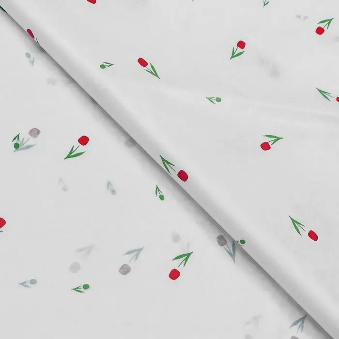 Бумага упаковочная тишью, &laquo;Цветы&raquo;, белый, 50 см &times; 70 см 17 грамм