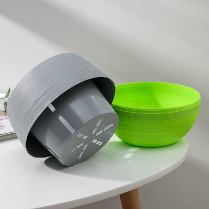 Горшок для цветов с поддоном &laquo;Япония&raquo;, 1,2 л, цвет серо-фисташковый