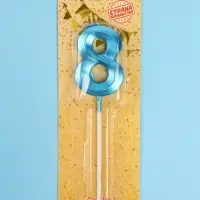 Свеча в торт на шпажке &laquo;Грань&raquo;, цифра 8, голубая, 5 см