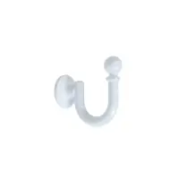 Крючок для штор ТУНДРА KS003, однорожковый, цвет белый, 2 шт