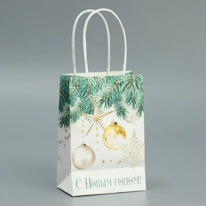Пакет подарочный новогодний крафтовый &laquo;Роскошь Нового года&raquo;, 15 х 10 х 6 см