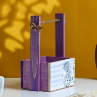 Кашпо деревянное, 15&times;12&times;8.5(25) см "Пауль и Любовь. Прованс, велосипед", с принтом