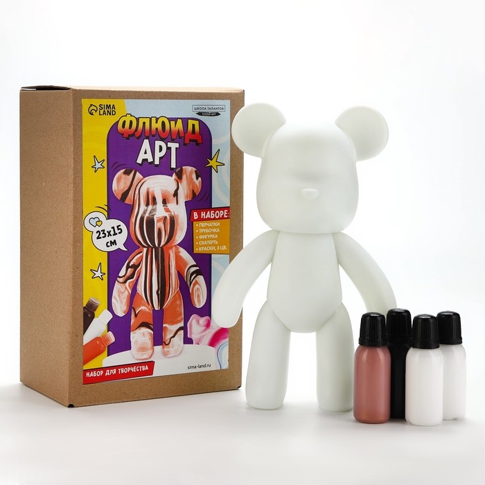 Рисование акрилом на пластиковой фигурке &laquo;Мишка&raquo;, бронзовый, набор для творчества Флюид-арт