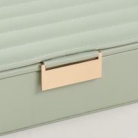 Шкатулка кожзам для украшений "Стёганная. Полоски" серо-зелёная 13х18х5,2 см