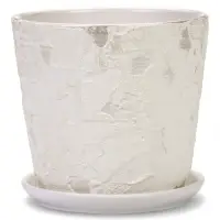 Горшок цветочный с поддоном 1,45 л, d15/h14 см белый керамика, "Венера" (М)