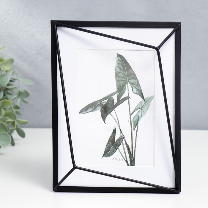 Фоторамка металл на 1 фото 10х15 см Фоторамка металл на 1 фото 10х15 см "Лофт. Преломление углов" чёрная, паспарту 20х15х3 см