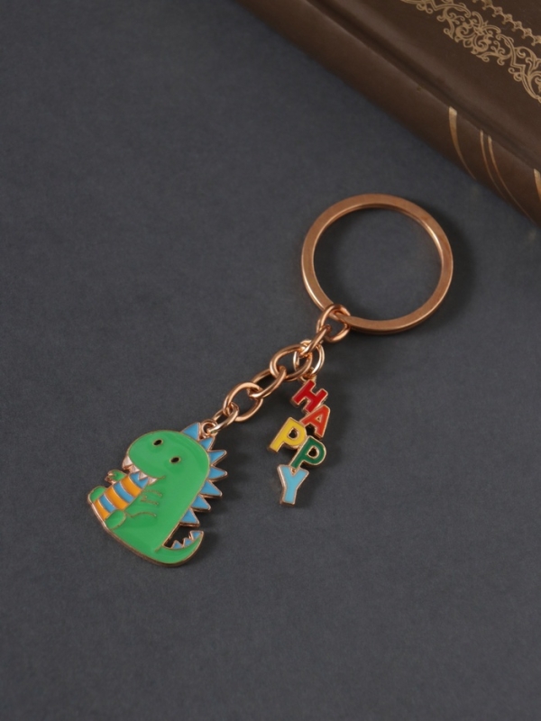 Брелок металл, эмаль "Счастливый динозавр" 9 см