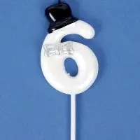 Свеча для торта &laquo;Джентельмен&raquo;, цифра 6, белая