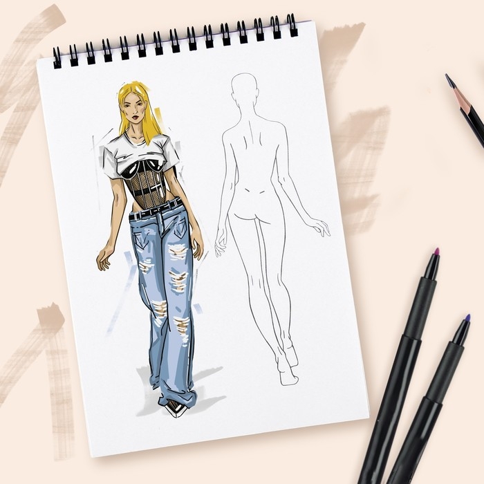 Скетчбук с шаблоном фигуры А5, 40 л Скетчбук с шаблоном фигуры А5, 40 л "Мечтай"