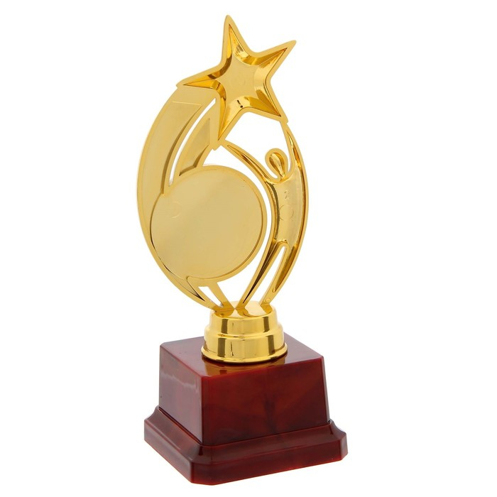 Наградная фигура &laquo;Человек со звездой&raquo;, золото, подставка пластик красная, 17 х 6,5 х 6,5 см.