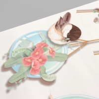 Наклейка пластик интерьерная цветная "Цветочные шарики с птицами" 50х70 см