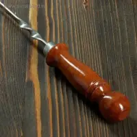 Кочерга узбекская, 50/1 см, полная длина 65 см, сталь 3 мм, с деревянной ручкой, с узором