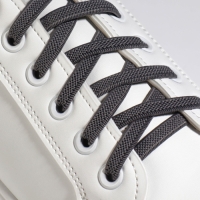 Шнурки для обуви, пара, плоские, с фиксатором, эластичные, 6 мм, 100 см, цвет серый