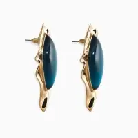 Серьги акрил "Ромб ажур", цвет морской в золоте