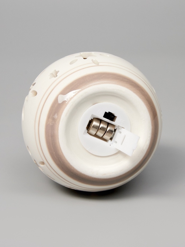 Елочный шар "Звезды беж" 10х8.8х8.8, 1 LED, LR44x3(в компл.), Т/БЕЛЫЙ