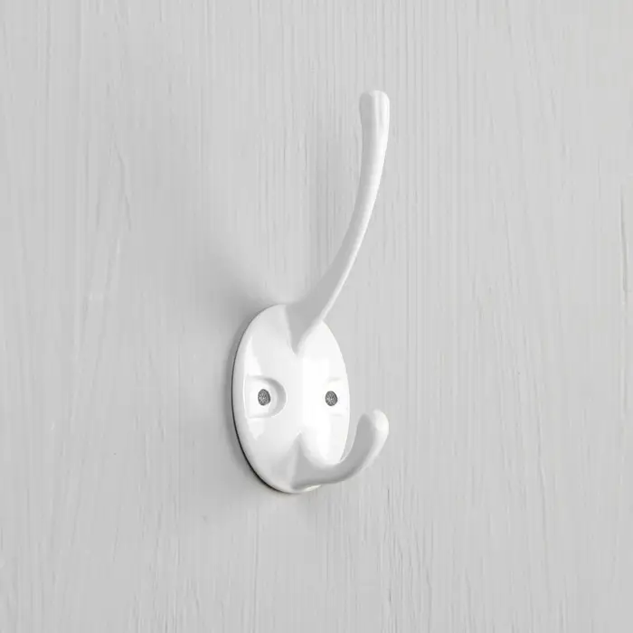 Крючок мебельный ТУНДРА TKd=002 LIGHT, двухрожковый, белый