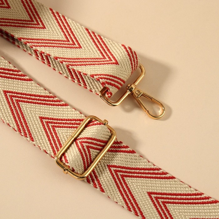 Ручка для сумки &laquo;Стрелки тройные&raquo;, с карабинами, 139 &plusmn; 3 &times; 3,8 см, цвет белый/красный