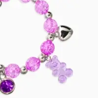 Браслет детский &laquo;Выбражулька&raquo; мармеладный мишка, сердце, d=6 см. сиреневый в серебре