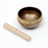 Музыкальный инструмент поющая чаша Music Life, золотистая с узорами, 9 см Музыкальный инструмент поющая чаша Music Life, золотистая с узорами, 9 см