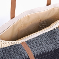 Сумка пляжная Полосы, 47*12*35, отд на молнии, подкладка, беж/серый/черный