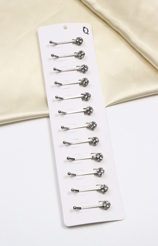 Зажим для платка &laquo;Хрусталь&raquo; шарик, цвет белый в серебре (неделимая фасовка 12 шт., цена за шт.)