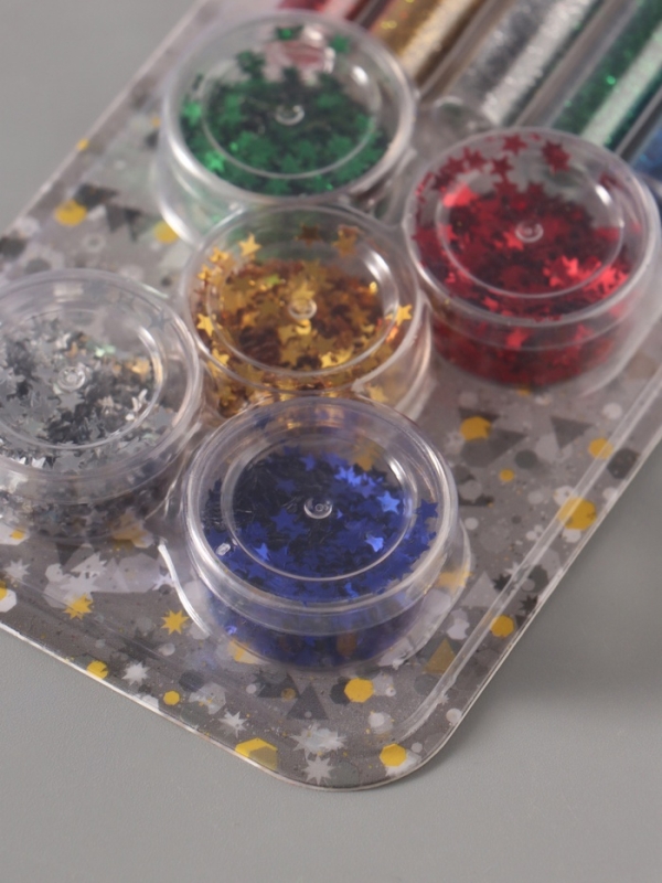 Глиттер "Пудра и звёздочки" металлик набор 5х6 гр и 5х5 гр 21,4х9,3 см