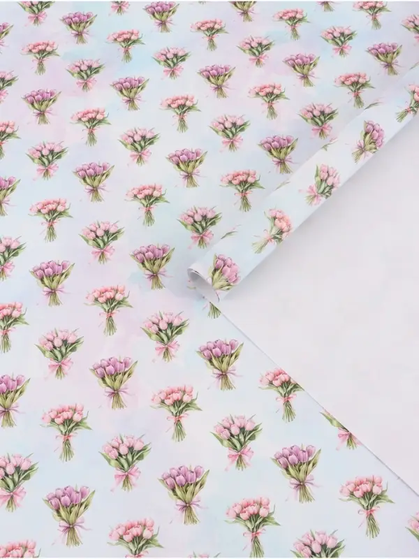 Бумага упаковочная глянцевая &laquo;Букетик цветов&raquo;, 70 &times; 100 см