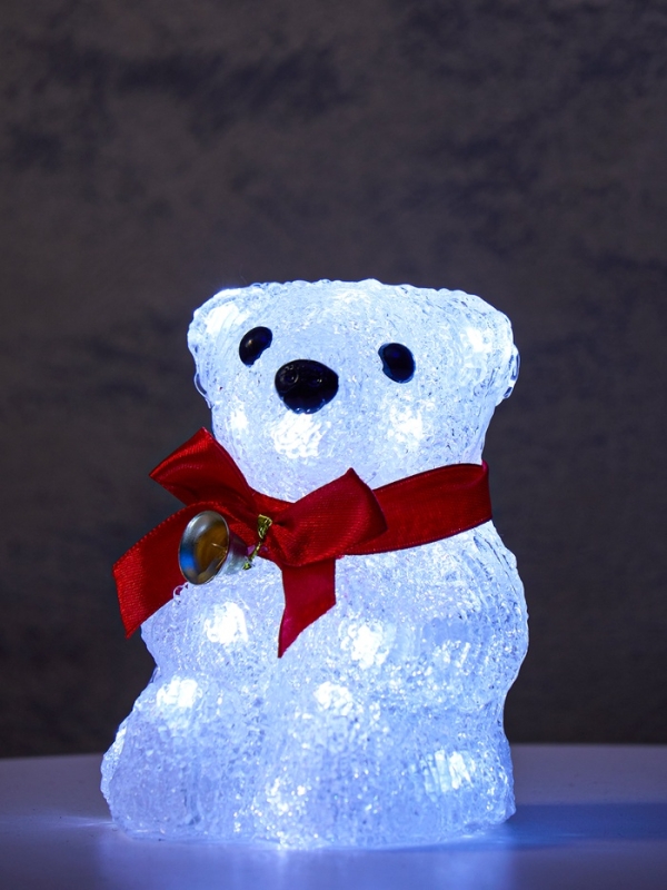 Светодиодная фигура &laquo;Медвежонок&raquo; 13 &times; 10 см, акрил, 20 LED, батарейки ААх2 (не в комплекте), свечение белое