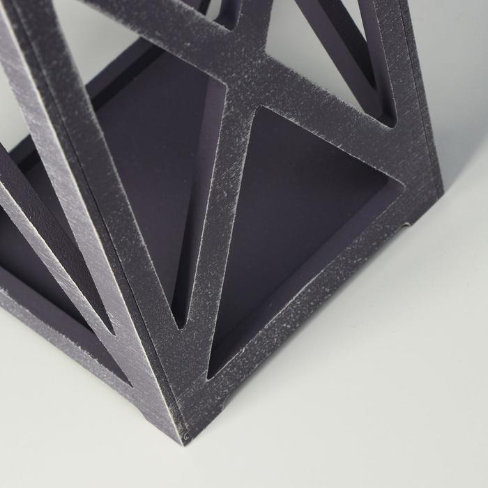 Кашпо деревянное 14&times;14&times;26 см "Фонарь Хай-тек Прованс", серый графит